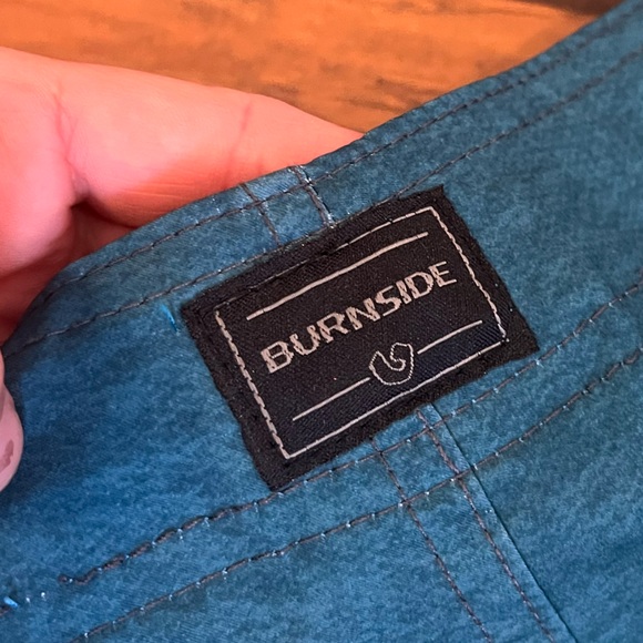 Burnside men’s swim trunks 34 waist blue black colorblock zippered pocket nice! - Picture 7 of 10